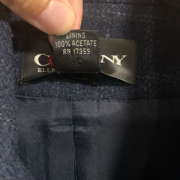 Company Ellen Tracy Womens Blue Plaid Wool Tailored Blazer Zip Up Jacket Preppy - Picture 3 of 5